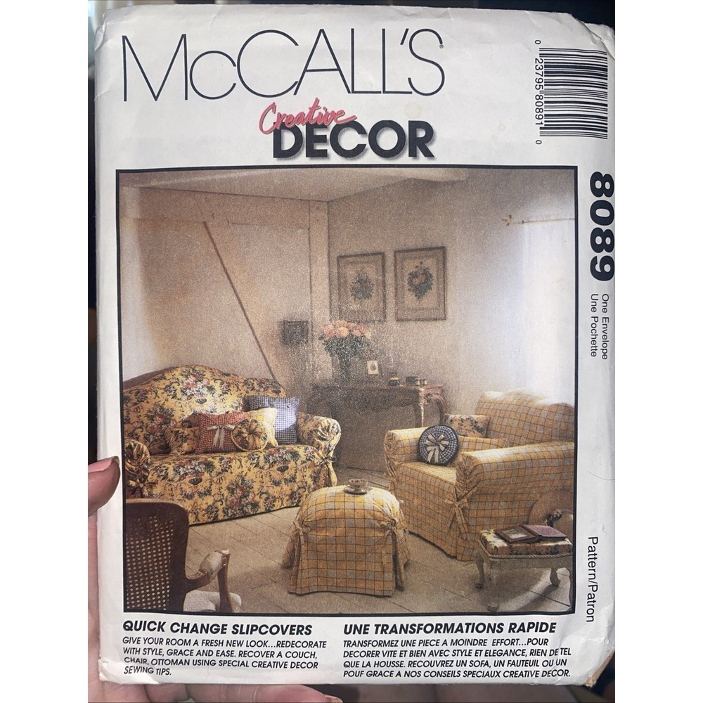 McCalls Creative Decor Sewing Pattern 8089 Uncut Slip Covers Pillows 1995